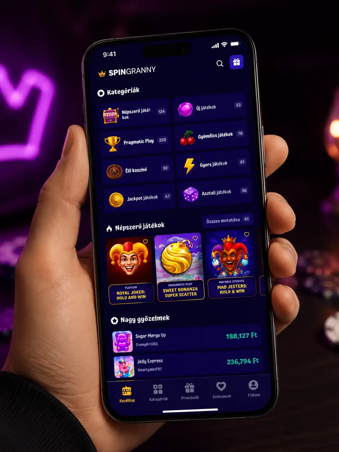 Spingranny mobilalkalmazás Android eszközön